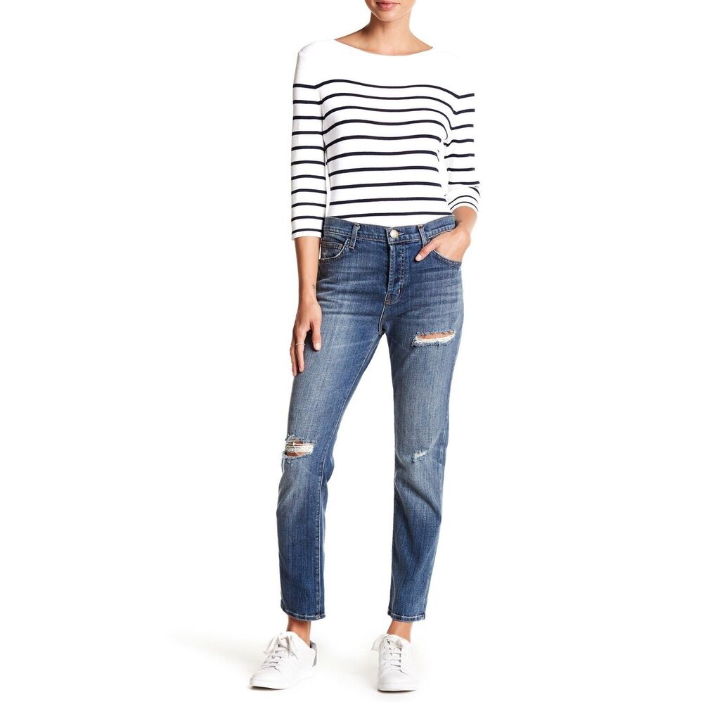 NWT Current Elliott The Slouchy Skinny Borrego Destroy Crop Sz 27 $248